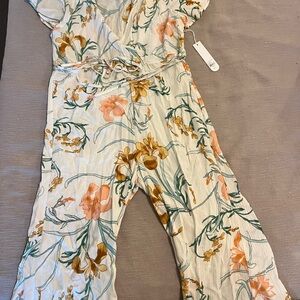 Floral Boho Jumpsuit with Tie